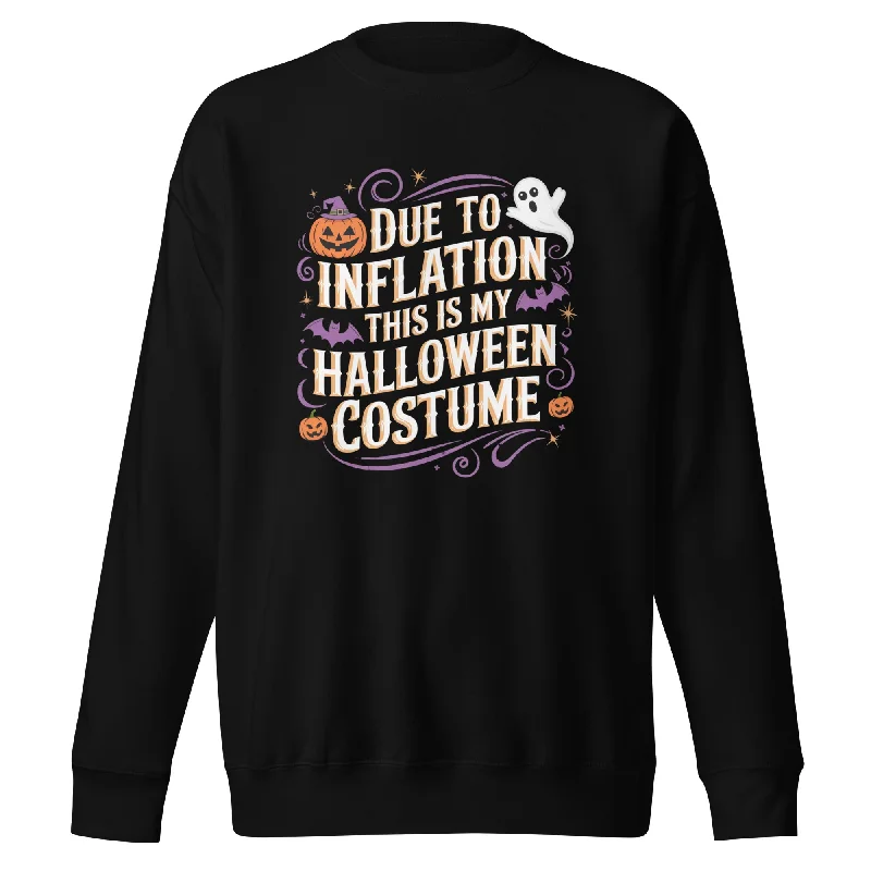 Sweatshirts warm fabric-Women's Ruffle Sleeve Sweatshirts-Due to Inflation This is My Halloween Costume Unisex Premium Sweatshirt