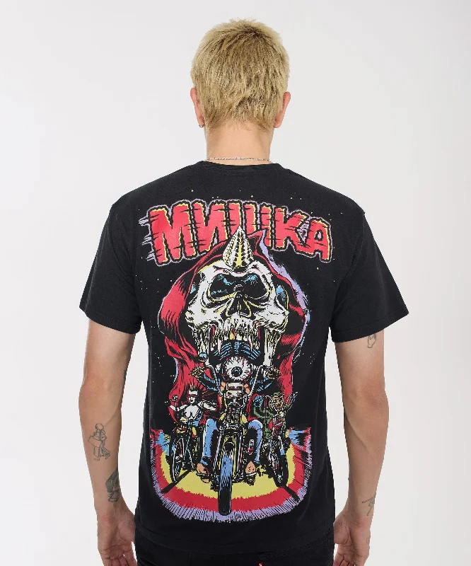 T-Shirts for Luxury Fashion Enthusiasts -  Women's Crop T-Shirts-Mishka Logo Keep Watch Short Sleeve Tee - Black