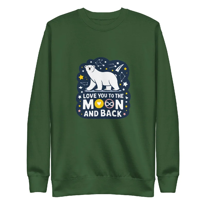 Sweatshirts cozy knitwear-Women's Mineral Wash Sweatshirts-Love You to Moon And Back Bear Unisex Premium Sweatshirt