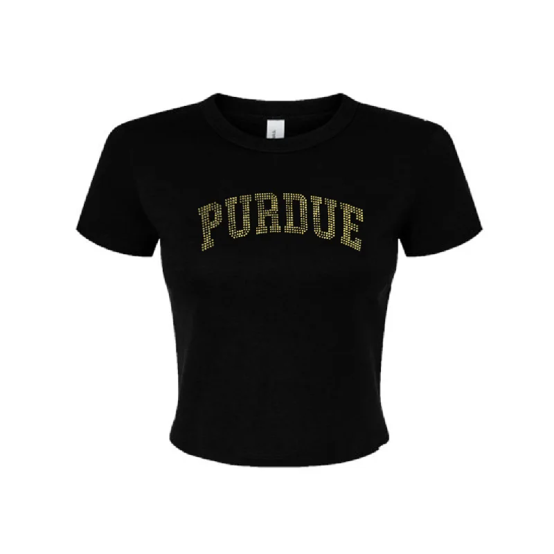 T-Shirts for Wrestlers -  Women's Puff Sleeve T-Shirts-Purdue Rhinestone Freshman Tee