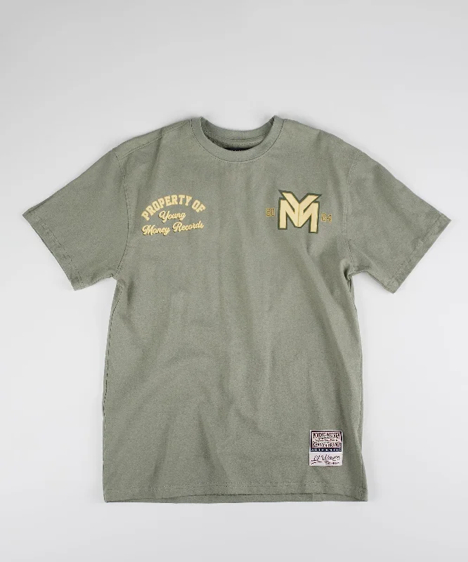 T-Shirts for Truckers -  Women's Sequin T-Shirts-Young Money Records Short Sleeve Tee - Olive Green