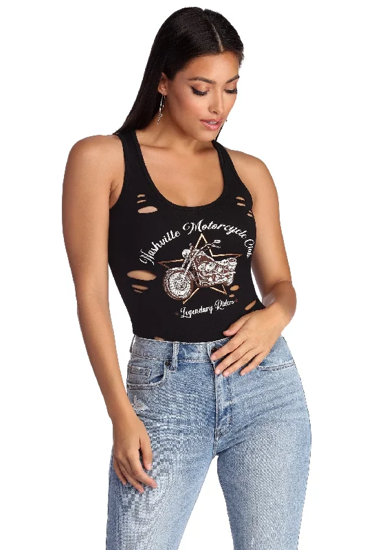 T-Shirts for Swimmers -  Women's Slouchy T-Shirts-Nashville Motorcycle Club Bodysuit