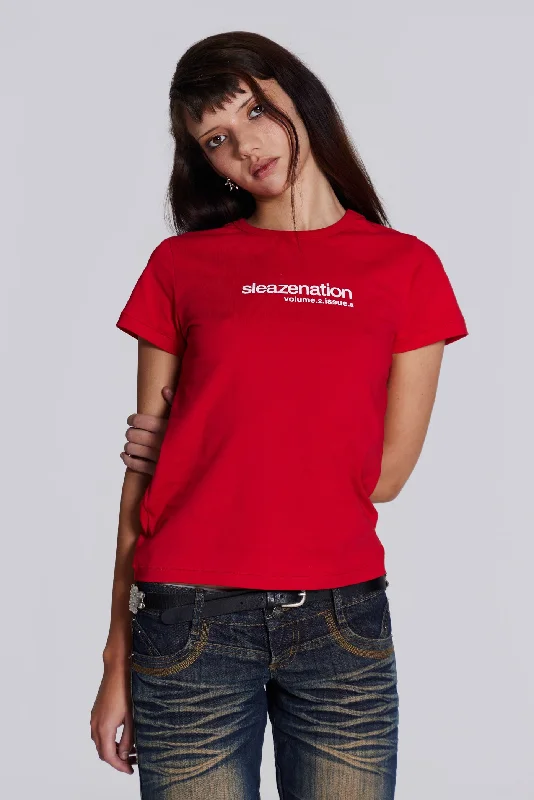 T-Shirts for Flat Earthers -  Women's Vacation T-Shirts-Red How are you? Tee