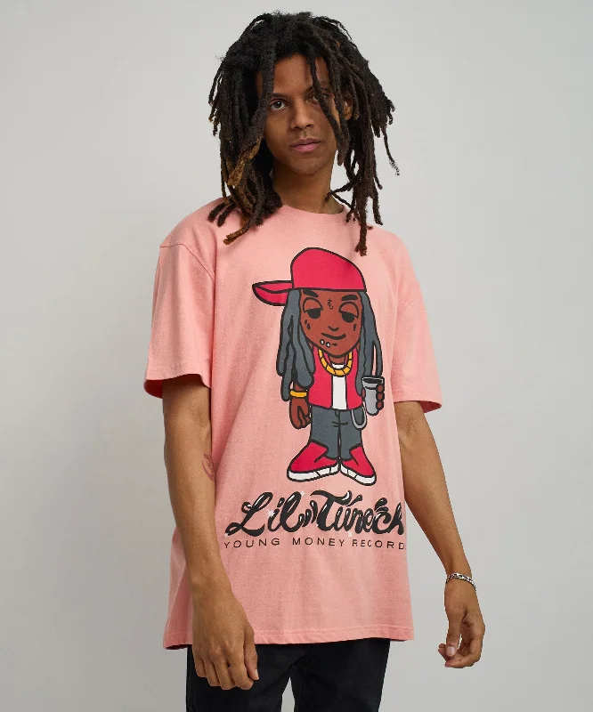 T-Shirts for Boxers -  Women's Square Neck T-Shirts-Lil Wayne Tunechi Short Sleeve Tee - Pink