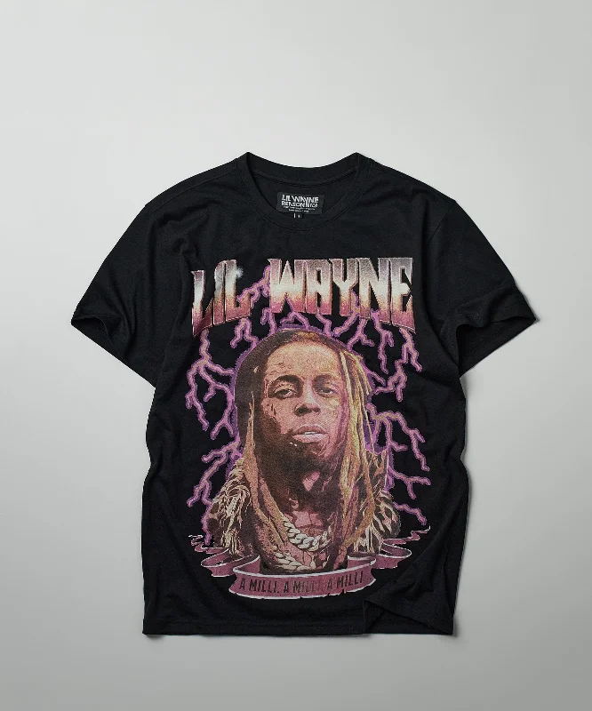 T-Shirts for Backpackers -  Women's Swing T-Shirts-Lil Wayne A Mili Short Sleeve Tee - Black