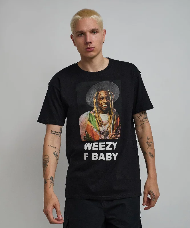 T-Shirts for Bodybuilders -  Women's Slub T-Shirts-Lil Wayne Weezy F Baby Photo Short Sleeve Tee - Black