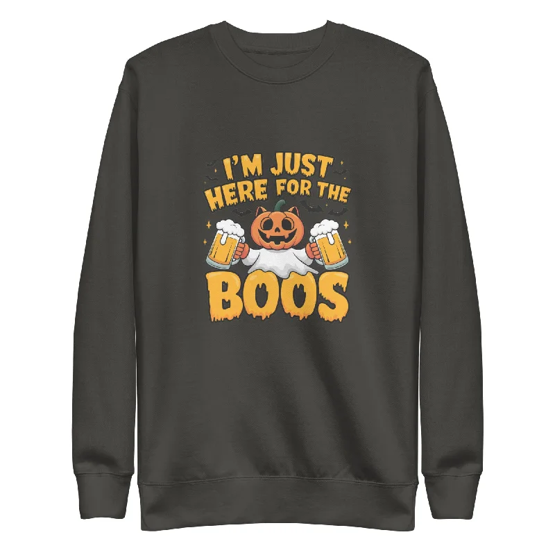 Sweatshirts sporty sale-Women's Statement Sweatshirts-I Just Here for BOO Cotton Unisex Premium Halloween Sweatshirt