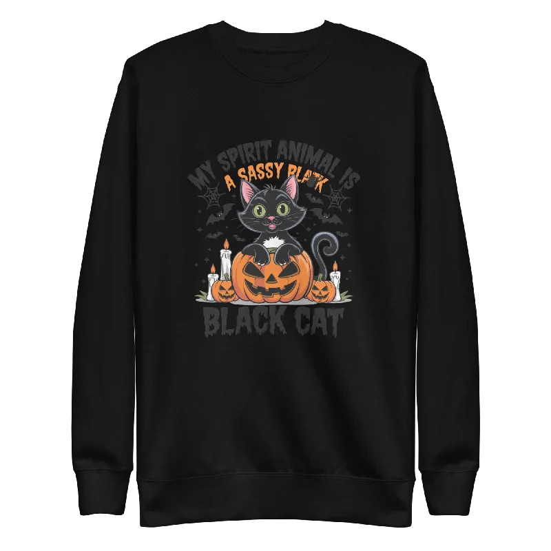 Sweatshirts cozy sale-Women's Split Sleeve Sweatshirts-My Animal Spirit is Black Cat Unisex Premium Sweatshirt