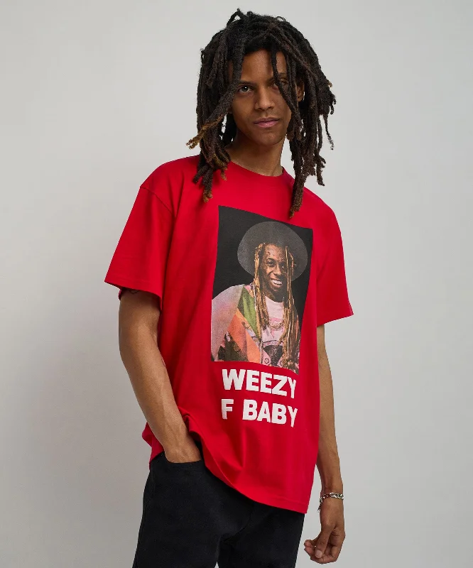 T-Shirts for Businessmen -  Women's Slim Fit T-Shirts-Lil Wayne Weezy F Baby Photo Short Sleeve Tee - Red