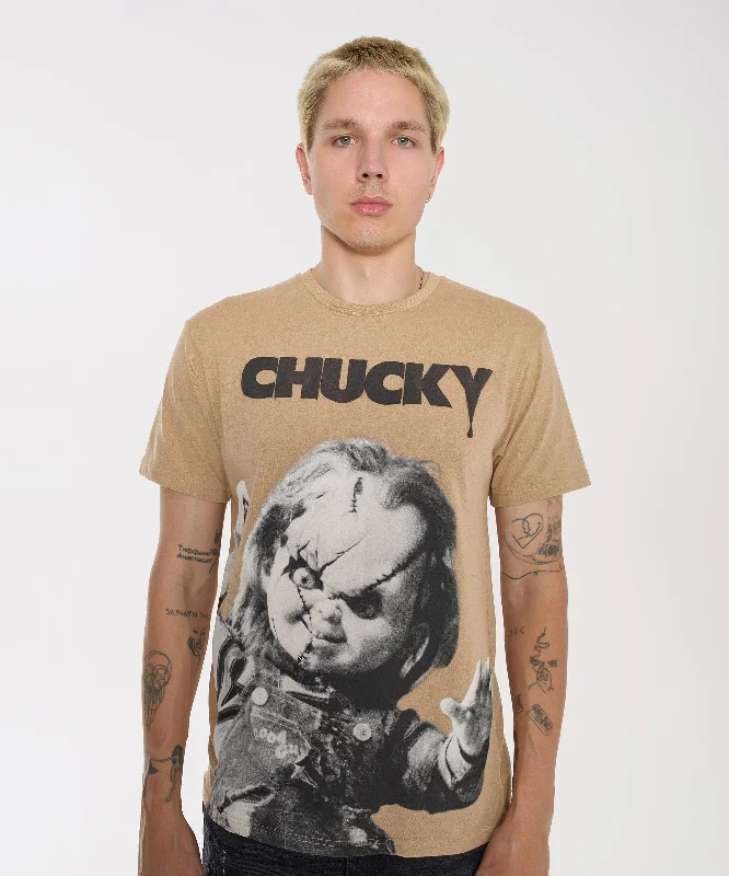 T-Shirts for Home Decor Enthusiasts -  Women's Cap Sleeve T-Shirts-Chucky Short Sleeve Tee - Khaki