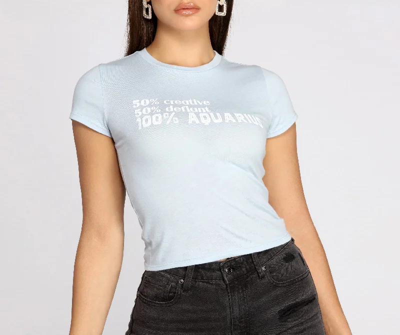 T-Shirts for Gamers -  Women's Layered T-Shirts-100% Aquarius Tee