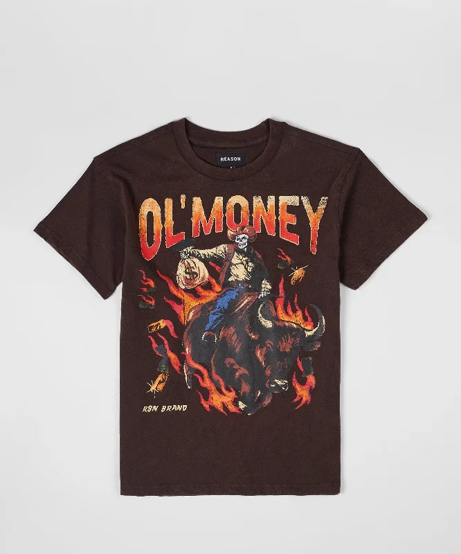 T-Shirts for Drummers -  Women's Double Layer T-Shirts-Ol' Money Short Sleeve Tee - Brown