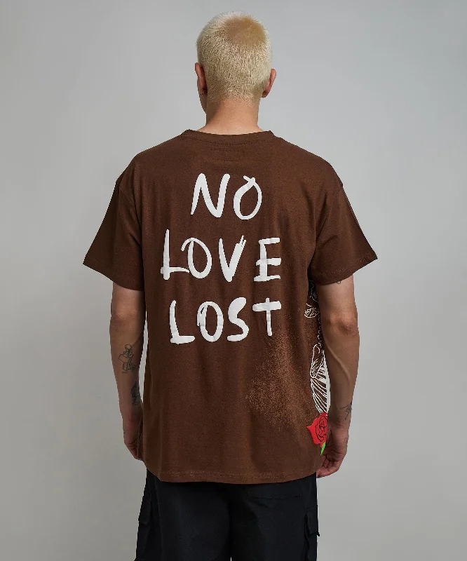 T-Shirts for New Year -  Women's Layered T-Shirts-No Love Lost Short Sleeve Tee - Brown