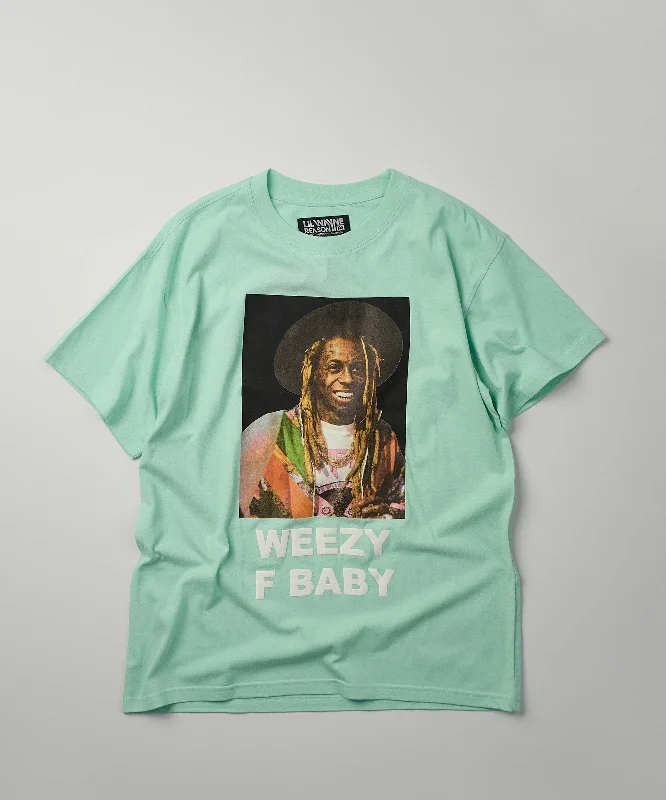 T-Shirts for Entrepreneurs -  Women's Slit Sleeve T-Shirts-Lil Wayne Weezy F Baby Photo Short Sleeve Tee - Light Blue