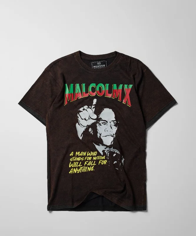 T-Shirts for Women -  Women's Frayed Hem T-Shirts-Malcolm X Don't Sell Out Short Sleeve Tee - Vintage Black