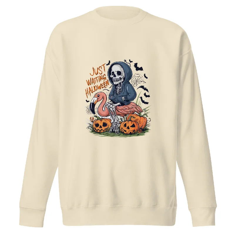 Sweatshirts trendy design-Women's Sequin Sweatshirts-Just Waiting Halloween Unisex Premium Sweatshirt