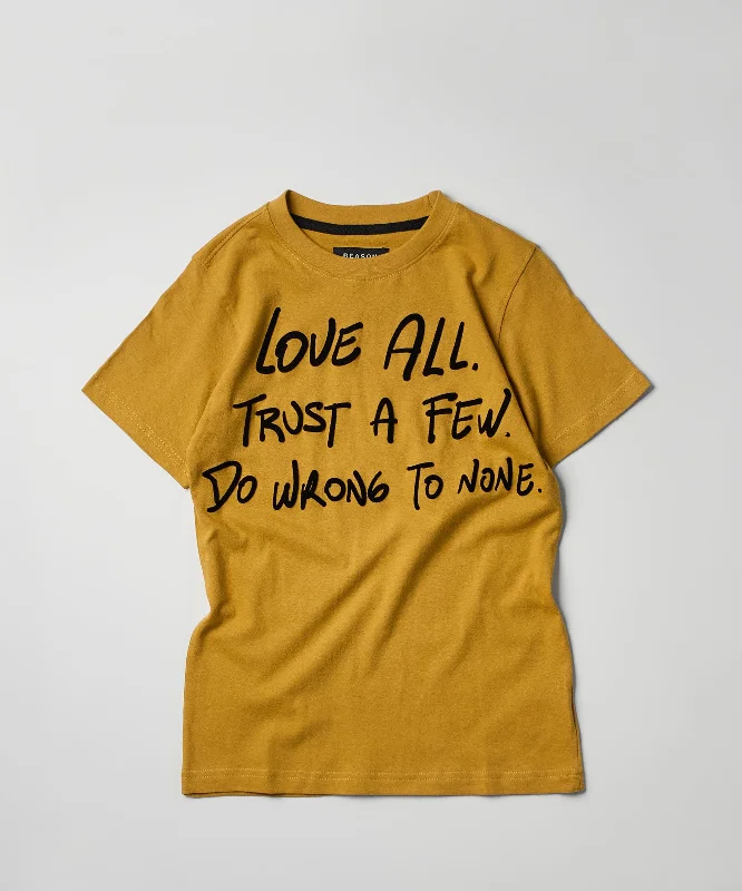 T-Shirts for Fall -  Women's Long Sleeve T-Shirts-Love All Flocking Print Short Sleeve Tee - Khaki