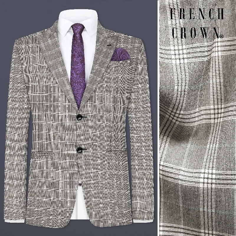 Picnic Blazer-Women's Standalone Blazers-Venus Gray Plaid Wool Rich Single Breasted Blazer