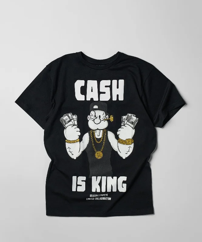 T-Shirts for Nurses -  Women's Ombre T-Shirts-Popeye Cash Is King Short Sleeve Tee - Black