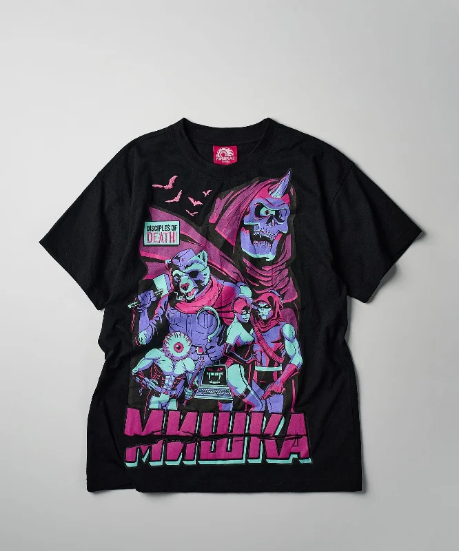 T-Shirts for Perfume Enthusiasts -  Women's Cutout T-Shirts-Mishka Disciples Of Death Short Sleeve Tee - Black