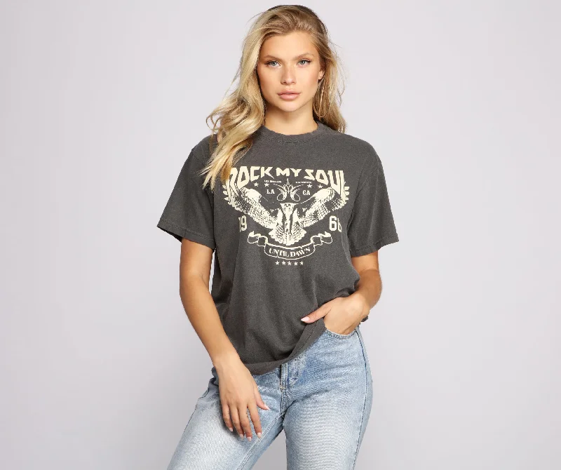 Women's Athletic Fit T-Shirts-Rock My Soul Oversized Graphic Tee