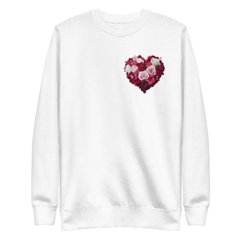 Sweatshirts chic design-Women's Mesh Sweatshirts-Red Roses Heart Unisex Premium Sweatshirt