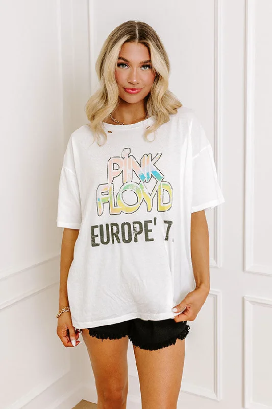 T-Shirts for Bloggers -  Women's Camouflage T-Shirts-Pink Floyd Europe 77 Distressed Graphic Tee