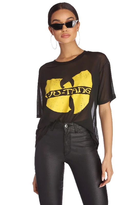 T-Shirts for Boaters -  Women's Slim Fit T-Shirts-Wu-Tang Clan Mesh Graphic Tee