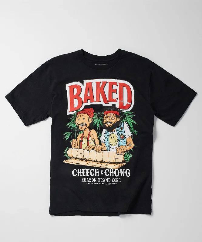 T-Shirts for Bloggers -  Women's Petite T-Shirts-Cheech & Chong Baked Short Sleeve Tee - Black