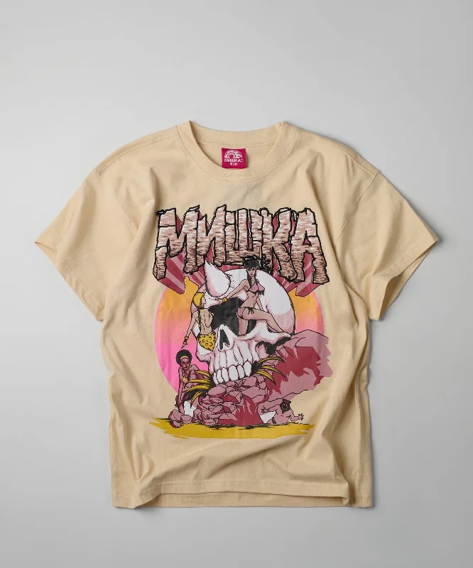 T-Shirts for Social Media Influencers -  Women's Festival T-Shirts-Mishka Cyco Embroidered Short Sleeve Tee - Khaki