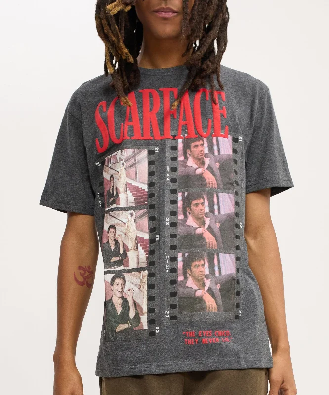 T-Shirts for Business Casual -  Women's Muscle Fit T-Shirts-Scarface Film Short Sleeve Tee - Charcoal