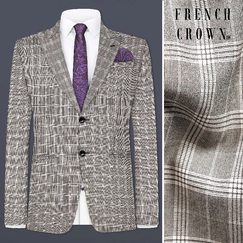 Virtual Event Blazer-Women's Sporty Blazers-Monsoon Gray Plaid Wool Rich Single Breasted Blazer