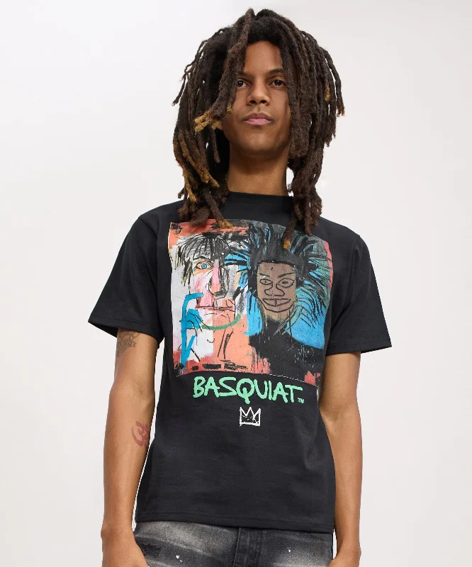 T-Shirts for Retro Fans -  Women's Christmas T-Shirts-Basquiat Warhol Self Portrait Short Sleeve Tee - Black