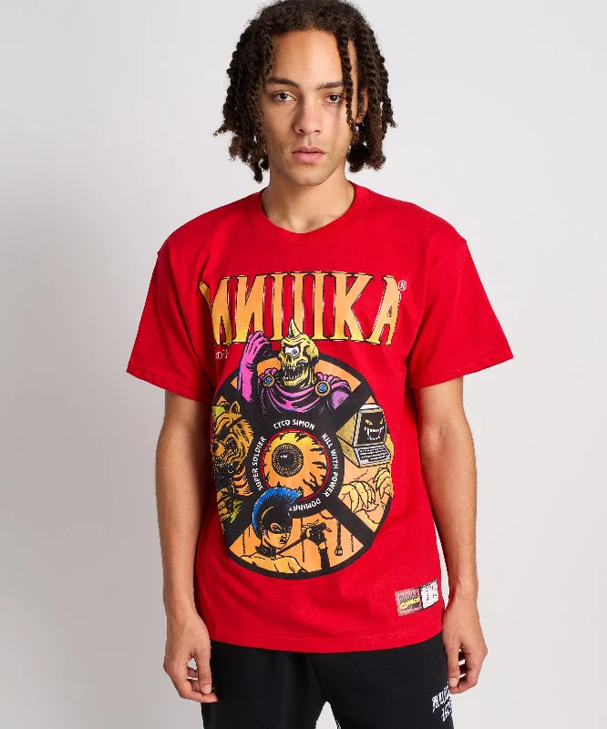 T-Shirts for AI Enthusiasts -  Women's Basic T-Shirts-Mishka Characters Short Sleeve Tee - Red