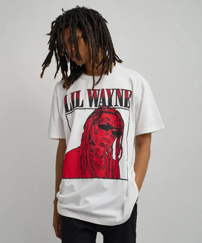 T-Shirts for Adventurers -  Women's Summer T-Shirts-Lil Wayne Box Short Sleeve Tee - White