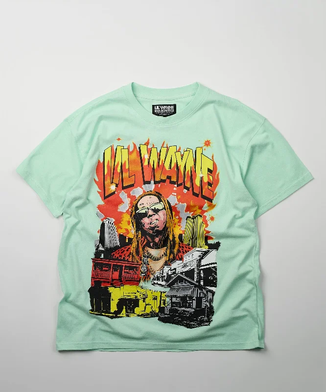 T-Shirts for Hikers -  Women's Tagless T-Shirts-Lil Wayne New Orleans Short Sleeve Tee - Mint