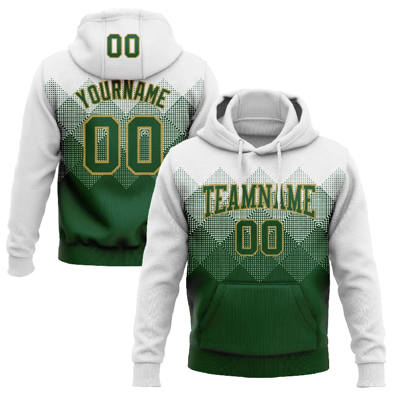 Hoodie Shop-Women's Gradient Hoodies-Custom Stitched White Green-Old Gold 3D Pattern Design Gradient Square Shape Sports Pullover Sweatshirt Hoodie