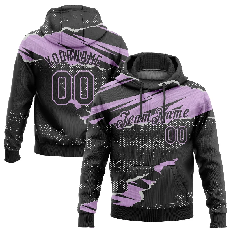 Kids Hoodie-Women's Cropped Hoodies-Custom Stitched Black Light Purple 3D Pattern Design Torn Paper Style Sports Pullover Sweatshirt Hoodie