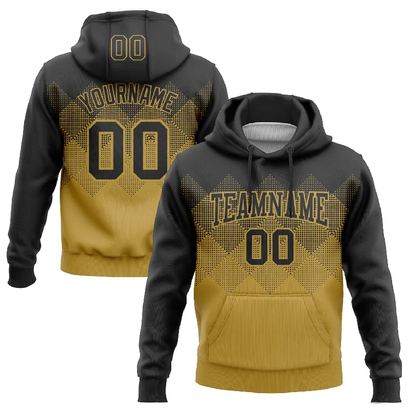 Hoodie Deals-Women's Maxi Hoodies-Custom Stitched Black Old Gold 3D Pattern Design Gradient Square Shape Sports Pullover Sweatshirt Hoodie