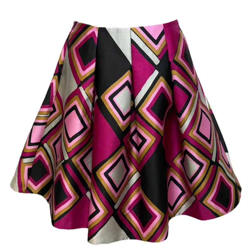 Fringed Skirts-Women's Silk A-Line Skirts-Geometric Print Full Midi Skirt By Lane Bryant In Purple, Size: 14