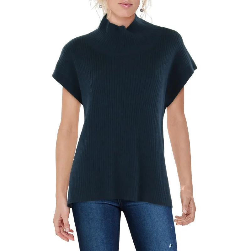 Pullover sweater classic look-Women's Lace Pencil Pullovers-Womens Wool Sleeveless Mock Turtleneck Sweater