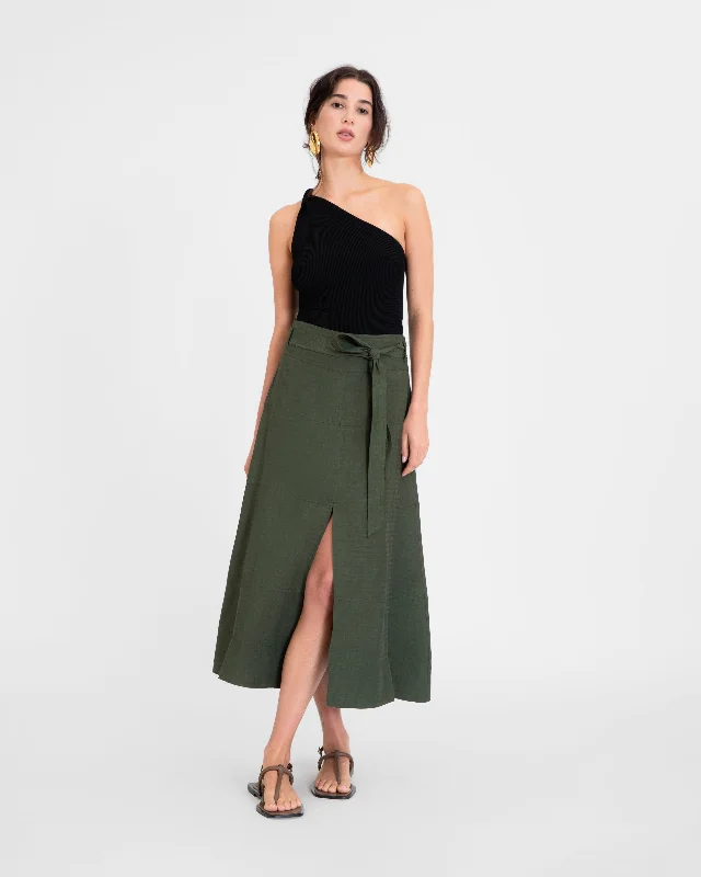 Runway Skirts-Women's Denim Skirts-Linen Hudson Skirt