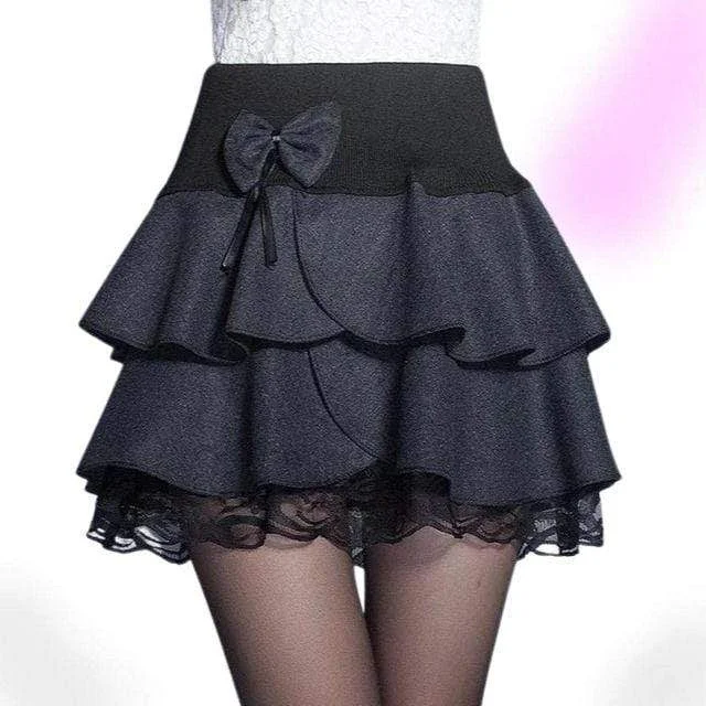 Workday Skirts-Women's Midi Denim Skirts-Bowknot Tutu Punk Skirt