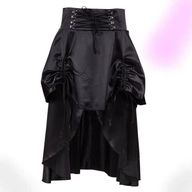 Telework Skirts-Women's Mini Skirts-Steampunk Ruched Maxi Skirt