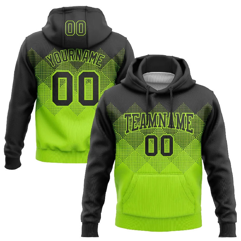 Hoodie for Women-Women's Lace Hoodies-Custom Stitched Black Neon Green 3D Pattern Design Gradient Square Shape Sports Pullover Sweatshirt Hoodie