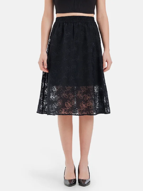 Postpartum Skirts-Women's Satin Floral Skirts-Nina A Line Midi Skirt