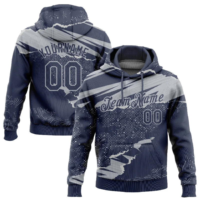 Cheap Hoodie-Women's Cinched Waist Hoodies-Custom Stitched Navy Gray 3D Pattern Design Torn Paper Style Sports Pullover Sweatshirt Hoodie