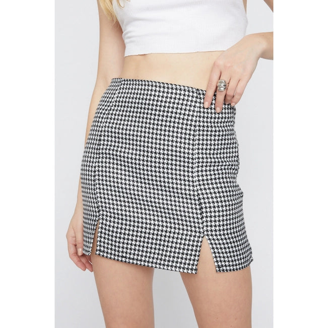 Gala Event Skirts-Women's Thermal Pencil Skirts-Sans Souci Houndstooth Mini Skirt