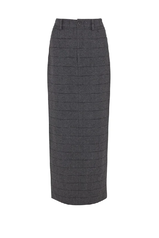 Neon Skirts-Women's Textured Denim Skirts-DAWSON MAXI PENCIL SKIRT IN GREY