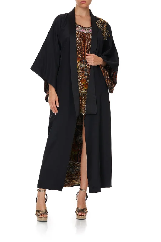 Moisture-Wicking Jacket-Women's Ethnic Print Jackets-KIMONO COAT WILD AZAL